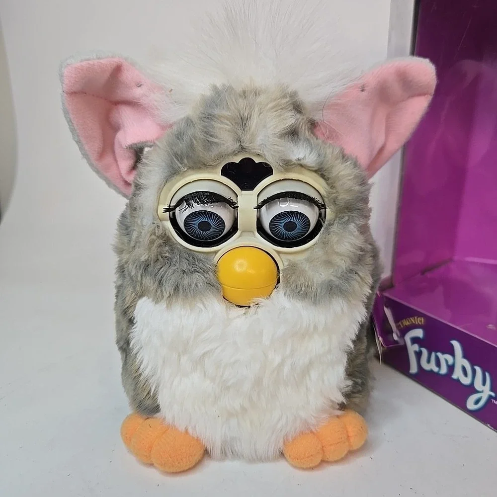 Vintage 1998 Furby Church Mouse G‎ 1 Blotched Gray Brown Fur Tags Rare